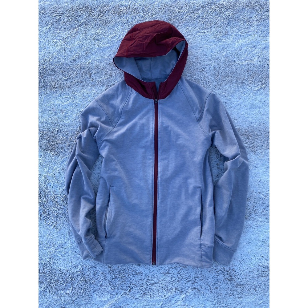 Lululemon City Sweat Full Zip Hoodie‎ Men Size M Gray Maroon French Terry
